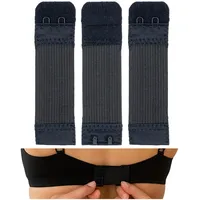 Bequeme BH Erweiterung, 3 Stück, Größe S mit Farbe Schwarz, 2er Haken Reihe, Büstenhalter Verlängerer, Büsten Verschluss Verlängerung, 2 x 2 Hook Bra Extender, 2x2 Hakenverlängerer Schwangerschaft - S, Schwarz, 3 Stück