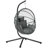 Outsunny Hängesessel oval Grau 1-Sitzer mit Gestell 