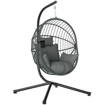 Outsunny Hängesessel oval Grau 1-Sitzer mit Gestell 