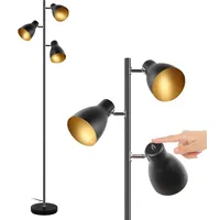 Osasy Lese-Stehlampe,Baum-Stehlampe mit 3 verstellbaren rotierenden Lichtern,unabhängige Steuerung,Retro-Metall,schwarz-gold,E14,168 CM-Stehleuchte