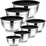 luxuskollektion Küchenorganizer-Set Rührschüssel Set Edelstahl Schüssel 7er Salatschüssel stapelbar