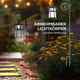 Outsunny Solar Gartenlaterne 122 cm LED Gartenlampe mit Kaltweiß Lichtfarbe, Wegleuchte mit Lichtsensor, abnehmbarem Leuchtkörper, für Außen,