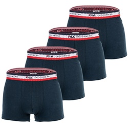FILA Herren Boxer Shorts, 4er Pack - Logobund, Cotton Stretch, einfarbig Blau XL