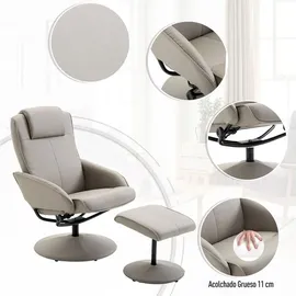 Homcom Relaxsessel Kunstleder 78 x 98 x 71 cm Grau mit Hocker