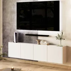 TV Schrank Fernsehschrank in Weiß für die Wandmontage