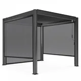 Oviala Pergola, Grau, Metall, Rechteckig, 296x250x296 cm, Sonnen- & Sichtschutz, Pavillons & Pergolas