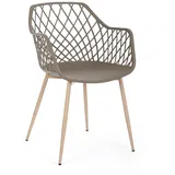 Stuhl Optik 4er-Set Kunststoff und Metall, modern, taupe natur, komfortable Sitzhöhe 44 cm