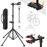 Arebos Fahrrad-Montageständer rot, 112-188cm höhenverstellbar, 360° drehbar, bis 30kg