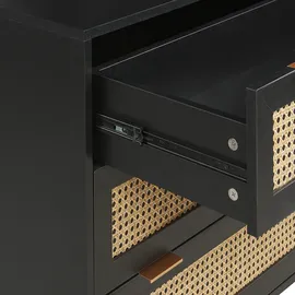 Beliani OPOCO 80 x 80 x 40 cm Schwarz / Beige Rattan