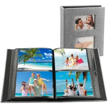 luxuskollektion Fotoalbum Einsteckalbum 10x15 Leinen Grau 200 Foto Hochzeit Familie