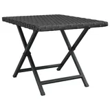 Klappbarer Tisch - Niedriger Beistelltisch - 45x35x32 cm - Geflochtenes Polyrattan - Für Balkon und Camping - Schwarz - Schwarz