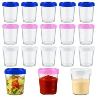 HHXUUAN Kleine Dosen Plastikdosen mit Deckel Plastik, 18 Wiederverwendbar Frischhaltedosen, 120ml/40oz Gefrierdosen mit Messskala für Soßen Salat Joghurt(18)