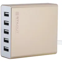 STILGUT PowerPort 34W 5 Port USB Ladegerät, USB Netzteil Ladeadapter geeignet für iPhone 11, iPad, Samsung Galaxy, Gold