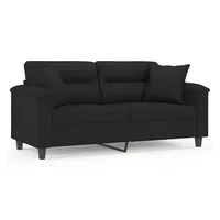 VidaXL 2-Sitzer-Sofa mit Kissen Schwarz 140 cm Mikrofasergewebe