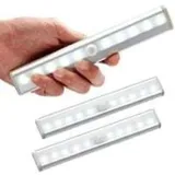 Ersandy - 3er-set Led-lampen, Innen-bewegungsmelder, Schrankleuchte, 10 Leds, Kabelloser Spot, Led-schranklampe, Batteriebetriebene Led-beleuchtung Mit Magnetstreifen, Kinder-nachtlicht, Treppe, Flur.