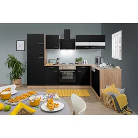 Respekta Winkelküche Merle L-Form 280 x 172 cm E-Geräte Edelstahlkochfeld schwarz/eiche sägerau nachbildung