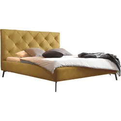Polsterbett 3C CANDY "Beatris in 4 Breiten bis 200cm, Samtoptik", gelb (curry), L:215cm, Samtoptik (100% Polyester), Betten, mit Rückensteppung, belastbar bis 260kg, auch in Überlänge 220 cm