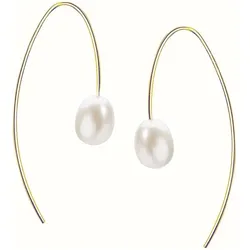Paar Ohrhaken FIRETTI "Schmuck Geschenk Gold 333 Ohrschmuck Ohrringe Perlen", gold (gelbgoldfarben, weiß), Ohrringe, Damen, Gelbgold 333-Perlen, Gelbgold 333, Perlen, Made in Germany - mit Süßwasserzuchtperle