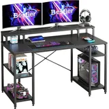 LuxusKollektion Bestier Großer Gaming Schreibtisch 140cm Schwarz-Industrie-Design