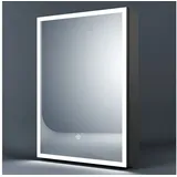 WDWRITTI Badezimmerspiegelschrank mit LED Beleuchtung 50x70cm Spiegelschrank Badezimmer Hängend (Badschrank Schwarz matt Hängeschrank, 3Lichtmodi, Dimmbar, Speicherfunktion) Alu-Schranktür, Doppelseitiger Spiegel, Verstellbare Glasböden schwarz