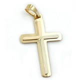 unbespielt Kreuzanhänger Anhänger Kreuz massiv 3 farbig 585 Gold 30 x 19 mm kl. Schmuckbox, Goldschmuck für Damen und Herren goldfarben