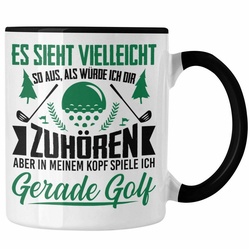 Trendation Tasse Trendation – Golfer Geschenk Golf Tasse mit Spruch – Kaffeetasse für Golfer Geschenkidee schwarz