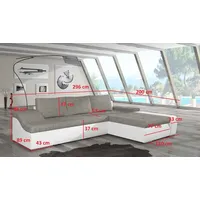 Moderne Ecksofa Ontario Bettfunktion Wohnzimmer Couch Textil Sofas Schlaf Sofa - Weiß