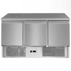 Gekühlter Edelstahltisch 3 Türen 260L Tiefe 700mm. Kühltisch für Bar, Restaurant & Gastronomie.