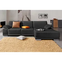 Ecksofa SIT & MORE "Coria L-Form" Sofas Gr. B/H/T: 282cm x 80cm x 162cm, Kunstleder SOFTLUX, Recamiere rechts, mit Bettfunktion, schwarz mit XL-Recamiere, wahlweise Bettfunktion