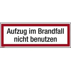 Neutralware Hinweisschild Aufzug im Brandfall 297x105mm Folie
