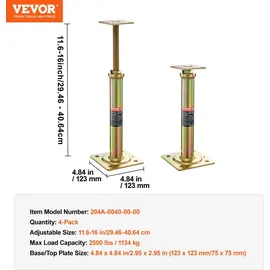 Vevor Wagenheber für den Hausgebrauch, 4er-Pack, Höhenbereich von 29,4 bis 40,6 cm, maximale Tragkraft pro Einheit: 1000 kg, verstellbarer Stützbalken zum Nivellieren, verzinkter Teleskopwagenheber