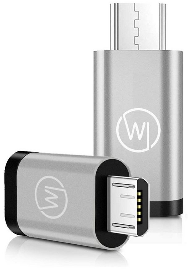 Wicked Chili 2x MicroUSB zu USB C OTG Adapter für Handy & Tablet USB-Adapter MicroUSB zu USB-C, Für OTG-fähige Smartphones / Tablets mit microUSB Anschluss silberfarben