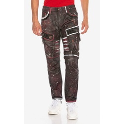 Cipo & Baxx Bequeme Jeans CD636 in extravagantem Look rot 30