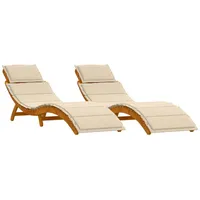 VidaXL Sonnenliegen mit Kissen 2 Stk. Beige Massivholz Akazie