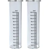 naninoa Regenmesser aus Glas mit Skala, 2 Stück, 15cm hoch. Niederschlagsmesser für Gartenstecker