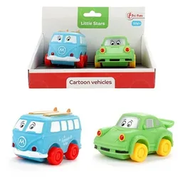 Toi-Toys - LITTLE STARS - 2 weiche PVC-Autos - Cartoon vehicles