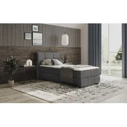 Boxbett INOSIGN "Brewdley mit Bettkasten, inkl. Matratze", schwarz (savona 19 anthrazit), B:125cm L:215cm, Komplettbetten, Topper und Zierkissen, in verschiedenen Härtegraden verfügbar