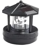 LVYXON Solarbetriebener Rotierender Leuchtturm, LED Solar Leuchtturm Garten Rasen Licht, Garten Außendekoration Laterne für Pathway Patio Gartenhof, für 360 Grad drehbar(Schwarz) (Schwarz)