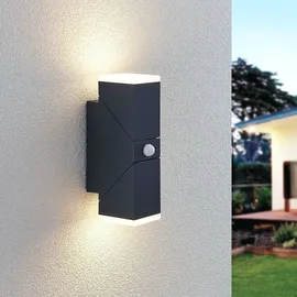 LINDBY Außenwandleuchte Aluminium 22,0 cm mit Bewegungsmelder schwarz