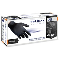 Reflexx R78, puderfreie Nitrilhandschuhe., XS, Schwarz , 100