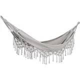 Beliani Hängematte Hellgrau Aus Baumwolle Und Polyester Mit Fransen Makramee Handgewebt Uv-beständig Romantisch Garten Camping Outdoor