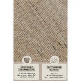 HANSE HOME "Dhaka Juteteppich", beige, B:60cm H:5mm L:90cm, Jute, Teppiche, Teppich, Läufer, handgewebt, Jute, Wolle, Natur, Wohnzimmer, Flur, Klassisch