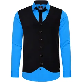 RUSTY NEAL Hemd mit Weste und Krawatte blau / nachtblau XXXL