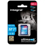 Integral 64GB UHS-II SD-Karte V60 Bis zu 280MB/s Lese- und 100MB/s Schreibgeschwindigkeit SDXC Professional High Speed Speicherkarte