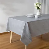 JEMIDI Tischdecke Wachstischtuch abwaschbar 140 x 220 cm Grau