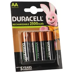 4x Duracell PreCharged AA Mignon Akku NiMH 1,2V 2,5Ah