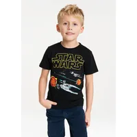 LOGOSHIRT T-Shirt LOGOSHIRT "Star Wars - Star Fighter", Mädchen, Gr. 104, schwarz, 100% Baumwolle, bedruckt, normal, Rundhals, Shirts T-Shirt, mit coolem Star Wars-Motiv