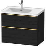 Duravit Waschtischunterschrank 2 Auszüge 78,4 x 62,5 x 45,2 cm Eiche Schwarz Matt