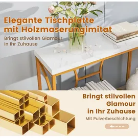Costway Konsolentisch 180 x 40 x 75 cm gold weiß