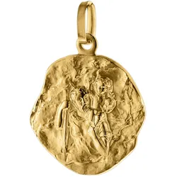 trendor 75256 Anhänger Christophorus Gold 585 (14 Karat) Ø 16 mm